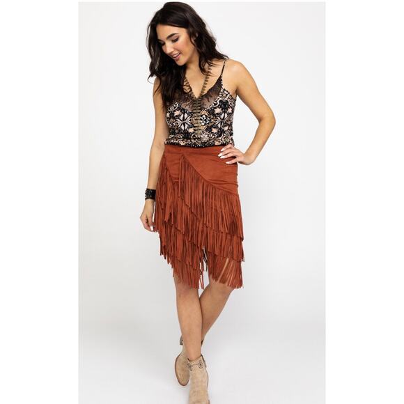 IDYLLWIND WOMEN'S SPELLBOUND FRINGE SKIRT Small - Picture 1 of 7
